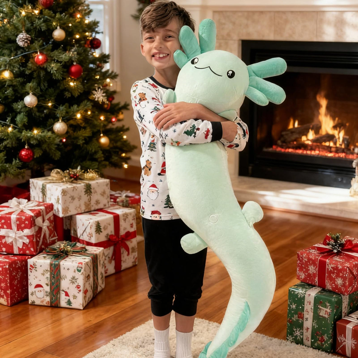 Tezituor axolotl plush enhances bedroom and living room decor.