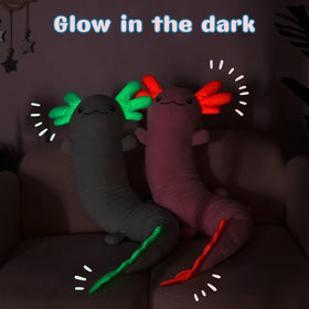 Tezituor axolotl glow dark plush glows after light exposure for cozy nights.