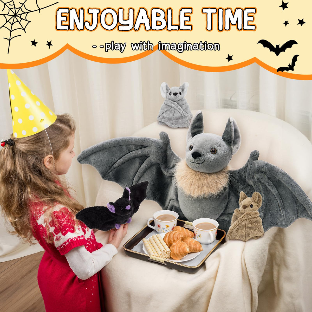 Tezituor blue baby bat plush, soft and huggable