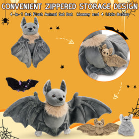 Tezituor gray baby bat plush, cozy bed companion