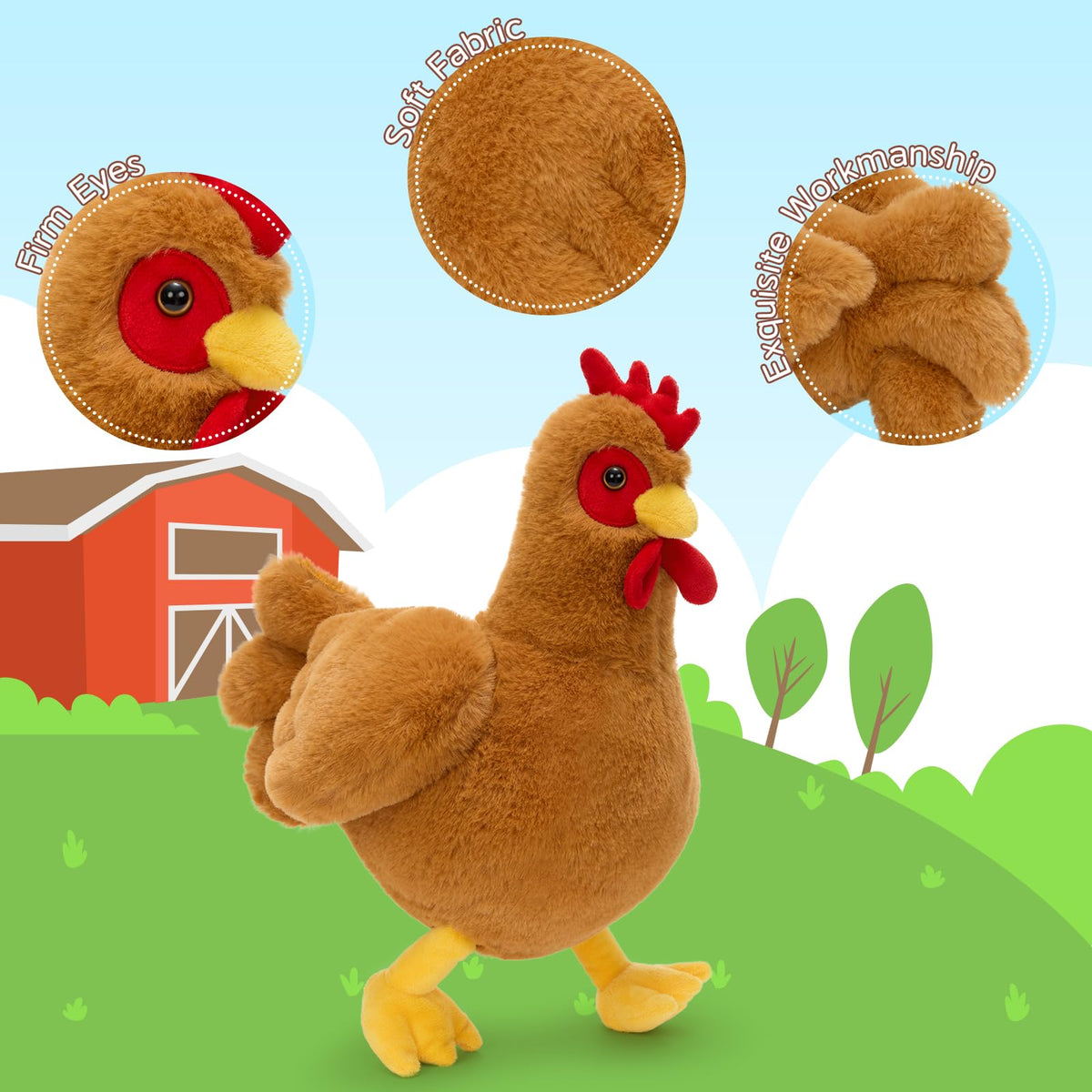 Tezituor plush chickens easy to store and lightweight for travel or play.