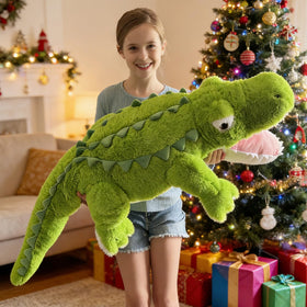 Tezituor crocodile plush with belly zipper keeps stuffing tidy.