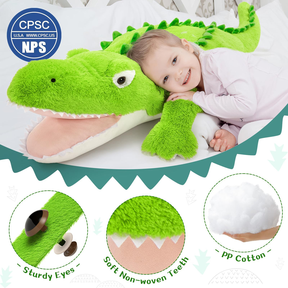 Tezituor crocodile plush enhances kids' rooms as a playful accent.
