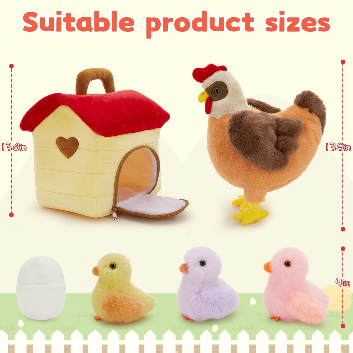 Tezituor detailed fluffy chicken plush with lifelike feathers.