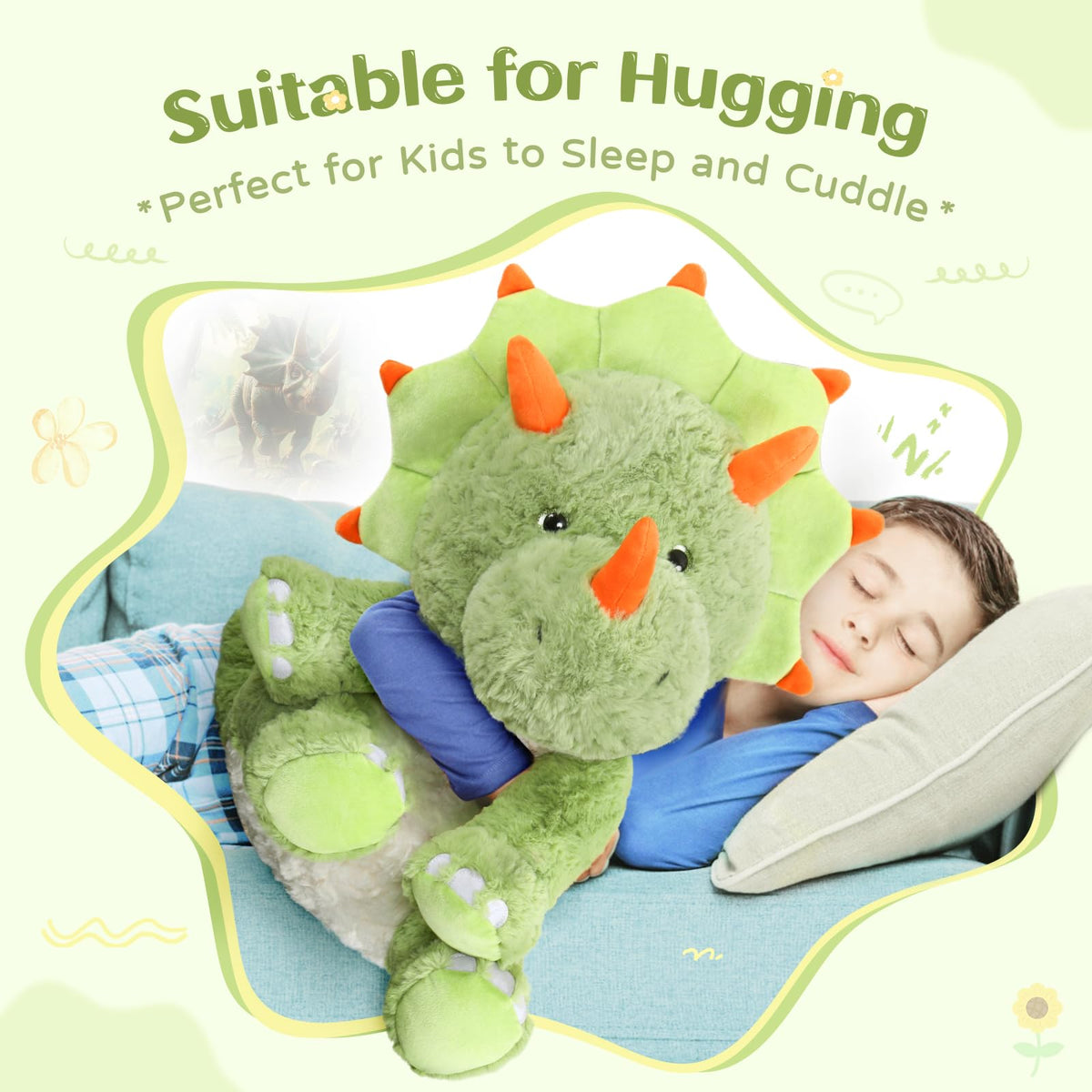 Tezituor dinosaur plush decor adds whimsy to kids’ rooms.