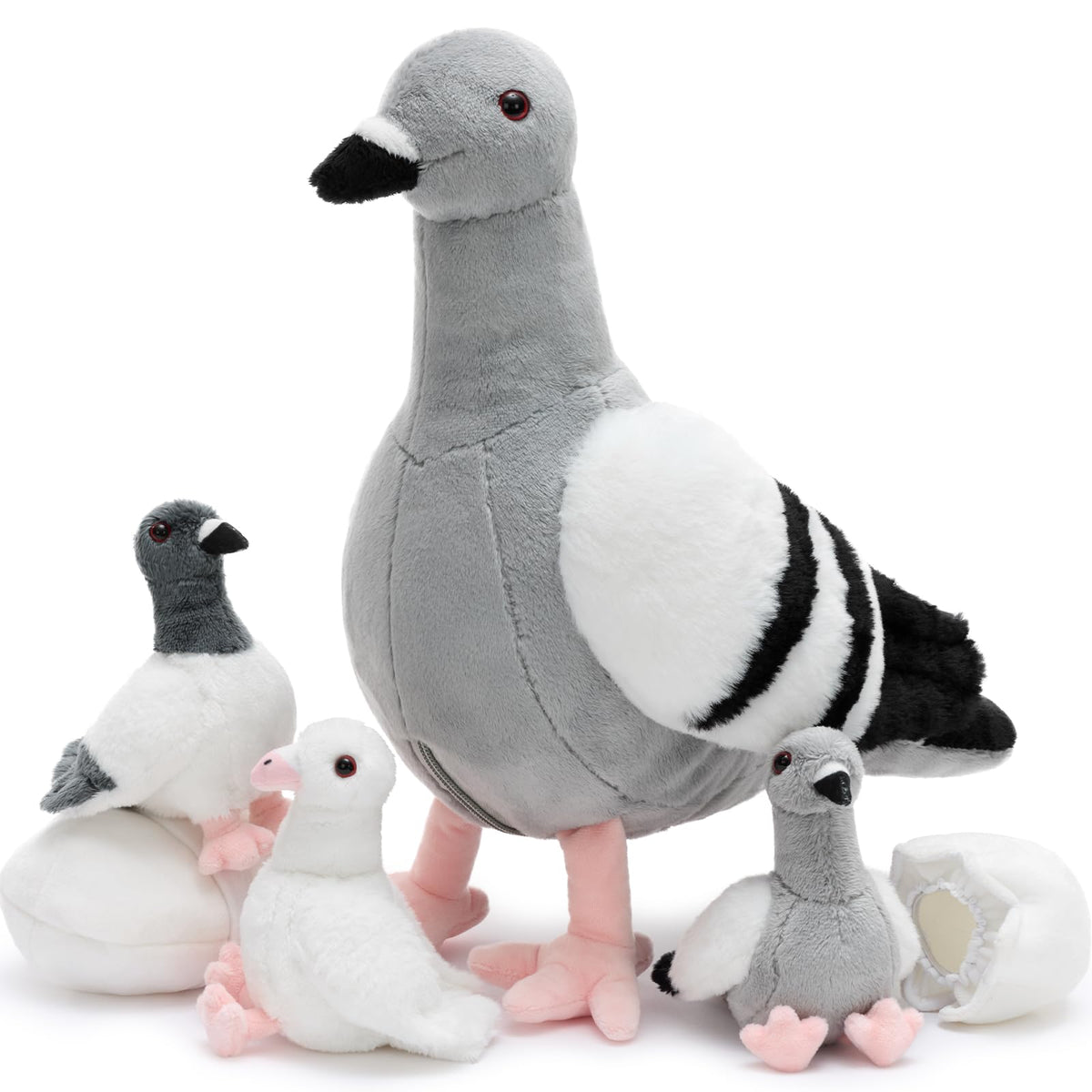 Tezituor Easter Pigeon Half Egg Grey plush reveals hatchling play.