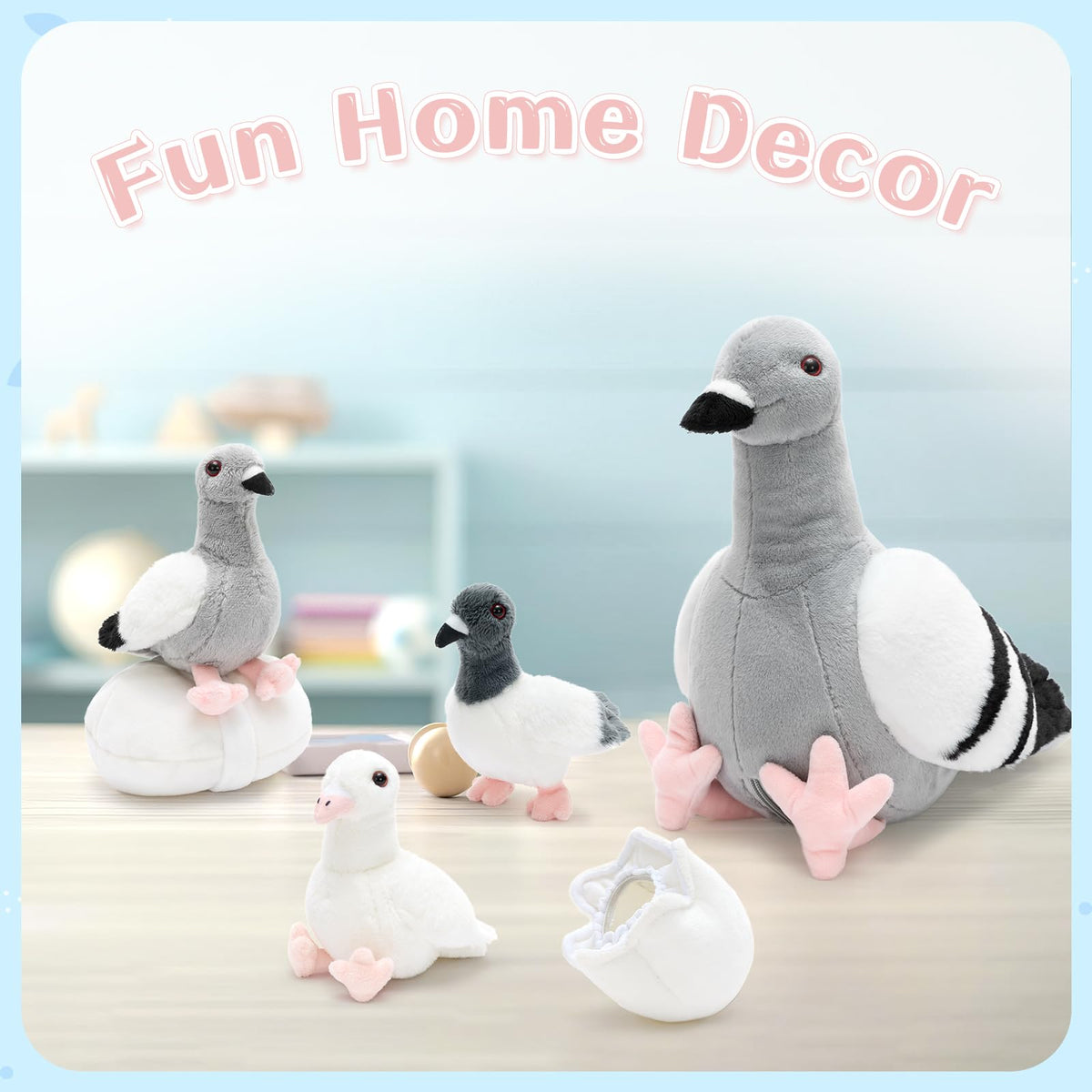 Tezituor Easter Pigeon Whole Egg Grey plush sparks curiosity during play.