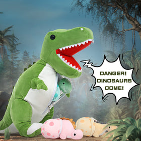 Tezituor eggs inside mommy dinosaur plush for reveal play