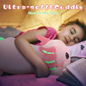 Tezituor giant axolotl plush glow-in-the-dark features—gills and tail glow after light exposure.