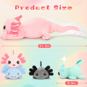 Tezituor giant axolotl plush as sleep pillow—great support for cuddling before sleep.