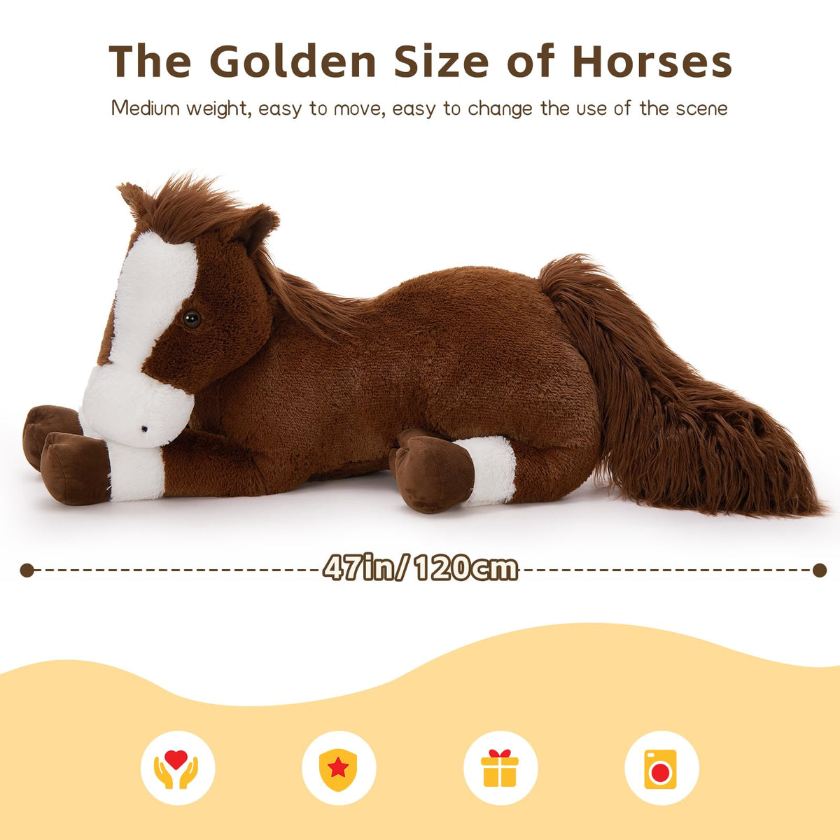 Tezituor giant horse plush on sofa, perfect for lounging and decor.