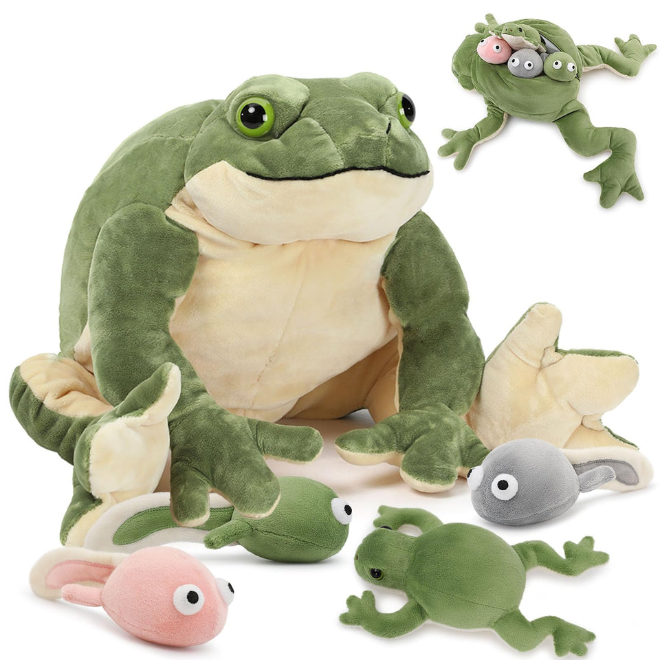 Tezituor giant mommy frog back open reveals four babies for imaginative play
