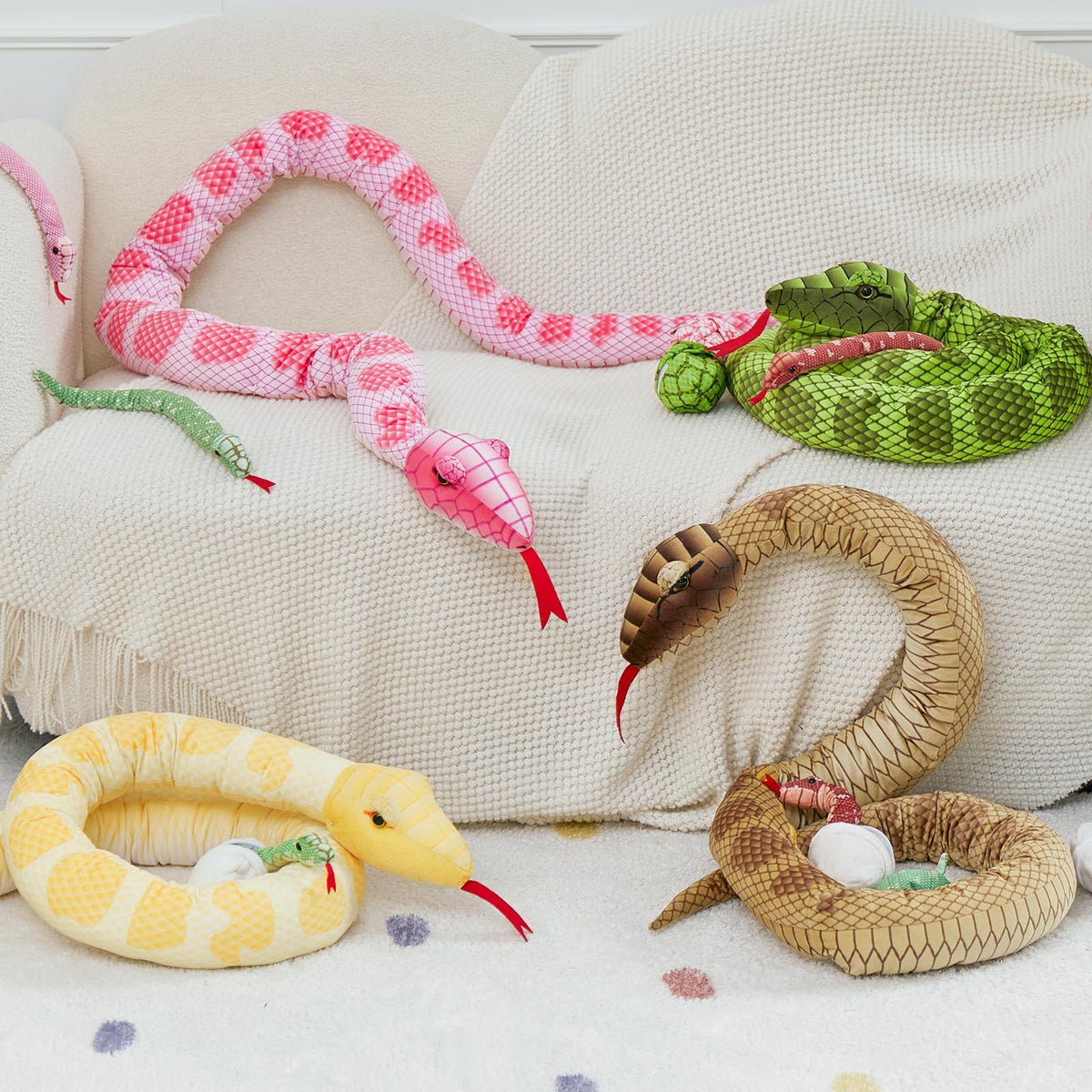 Tezituor snake eggs white plush, interactive eggs for nesting play