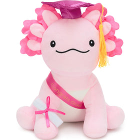 Tezituor graduation axolotl plush with cap and diploma as a desk keepsake
