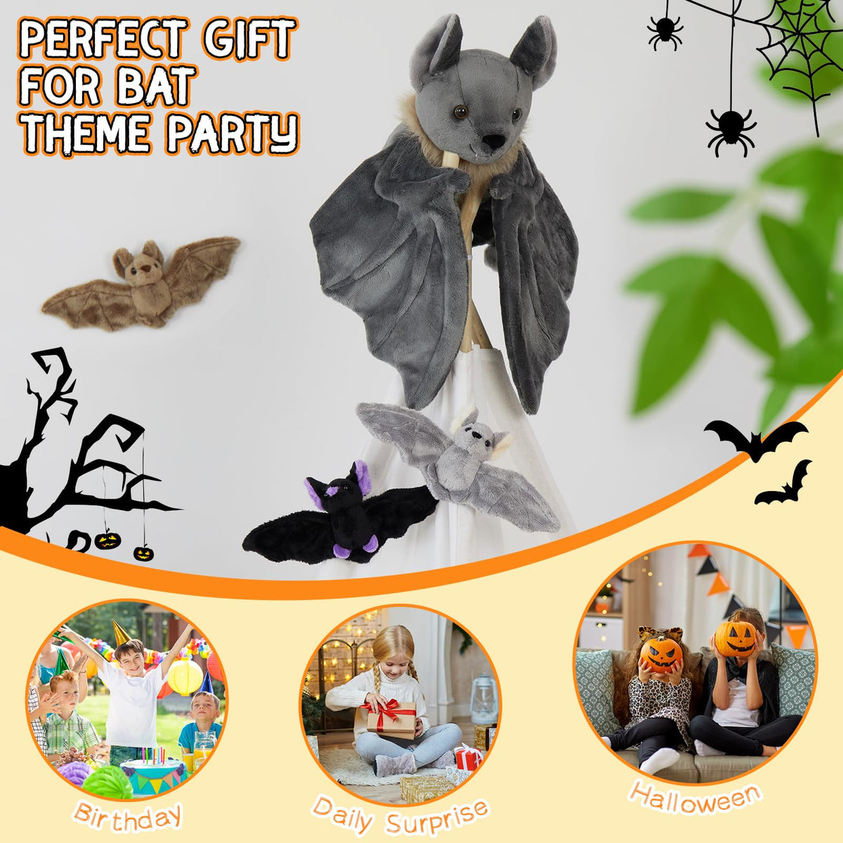 Tezituor Halloween decor bat plush set for themed parties