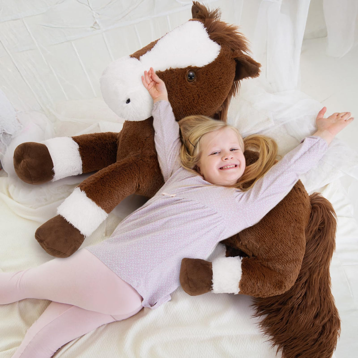 Tezituor giant horse plush, easy care for keeping it fresh.