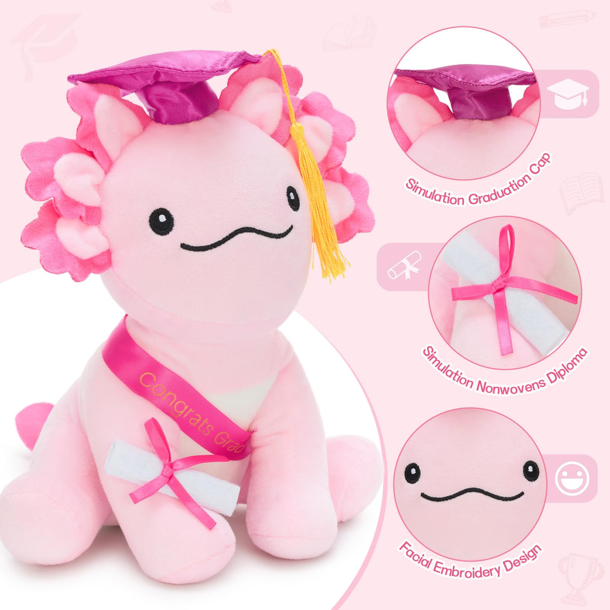 Tezituor axolotl plush emphasizing soft material and safe stuffing