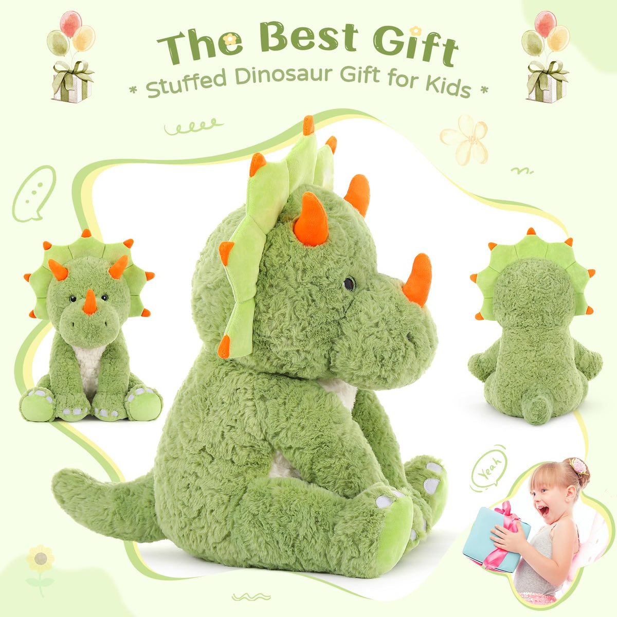 Tezituor dinosaur plush is a friendly playmate for children.