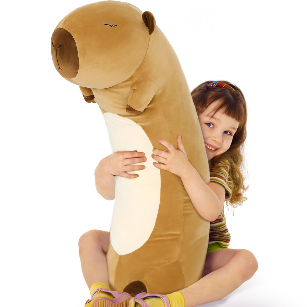 Tezituor long capybara pillow full view for comfy lounging and support.