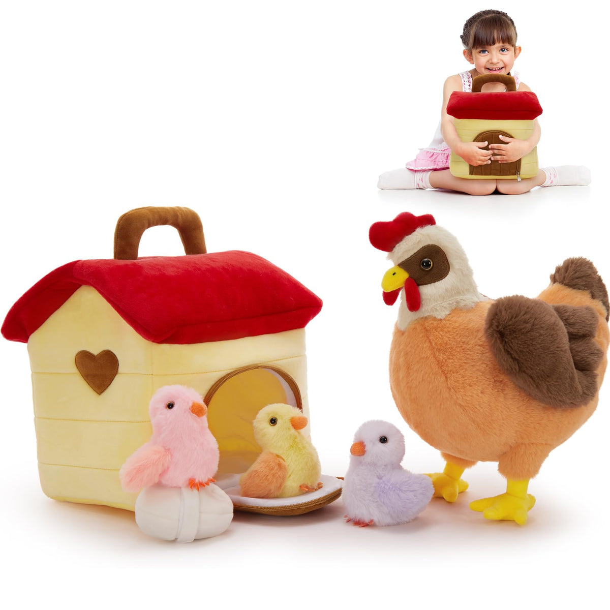Tezituor mother hen with chicks in coop promotes nurturing pretend play.