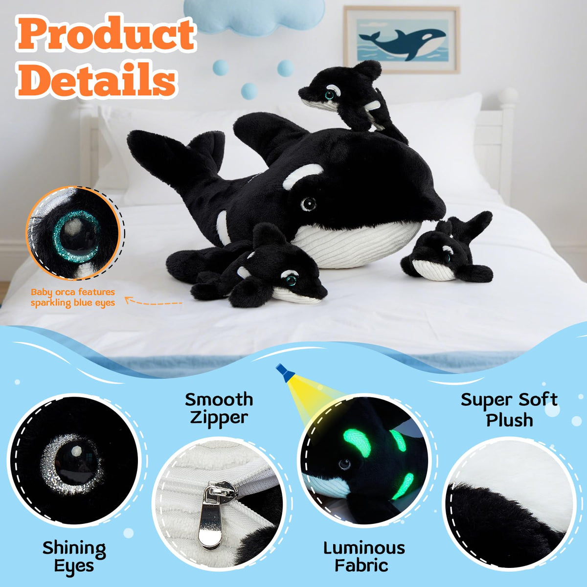 Tezituor orca baby plush two invites imaginative adventures