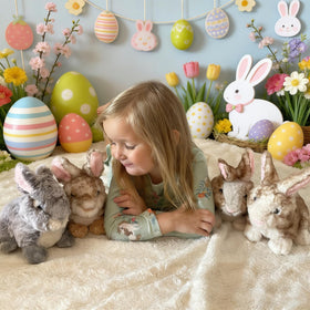 Tezituor realistic bunny plush with lifelike eyes enhances storytelling.