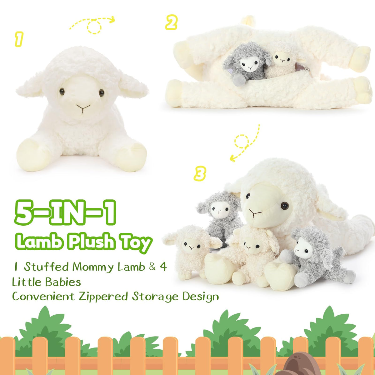Tezituor lamb plush with secure bead eyes for safety
