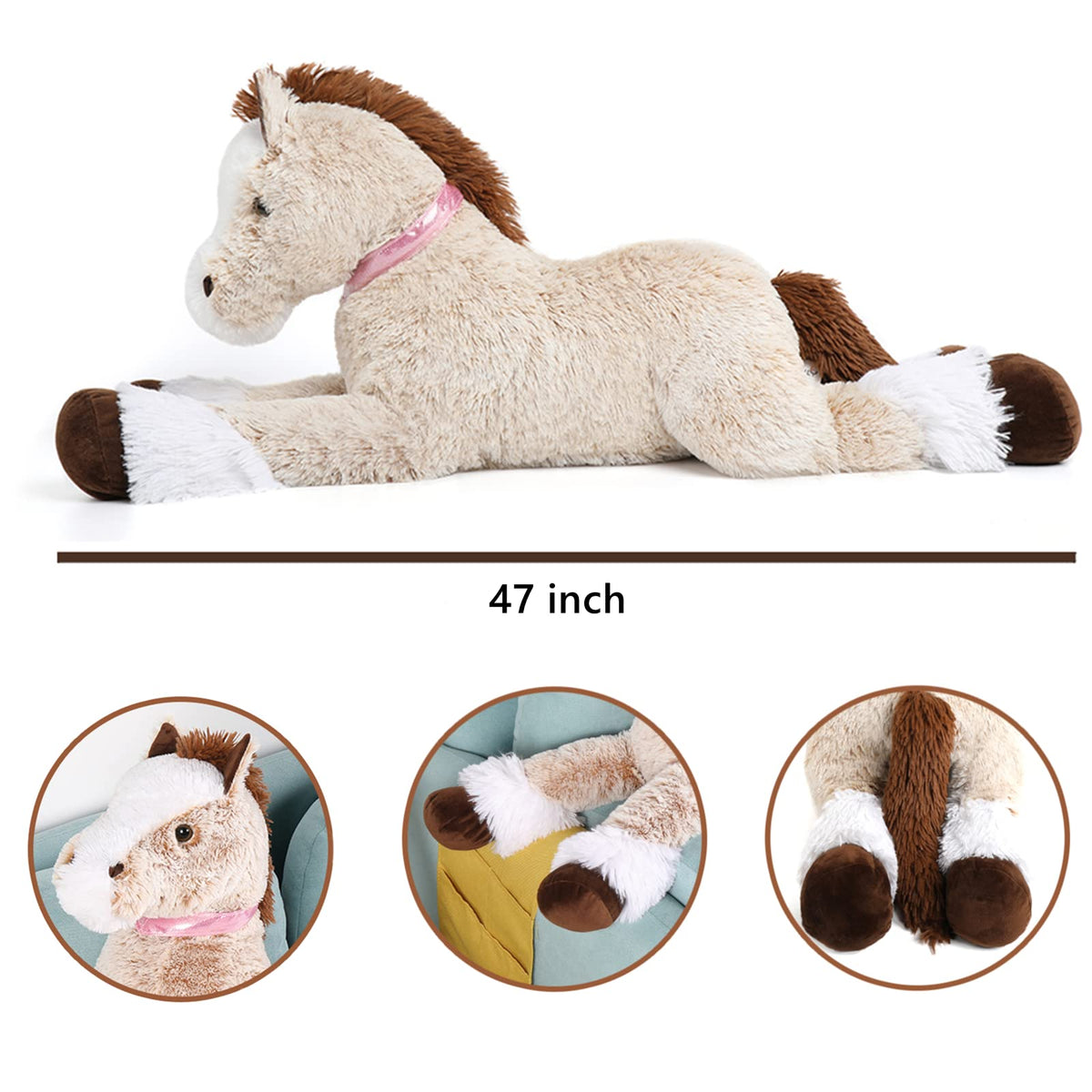 Tezituor soft plush gray horse close-up emphasizing comfort and touch.