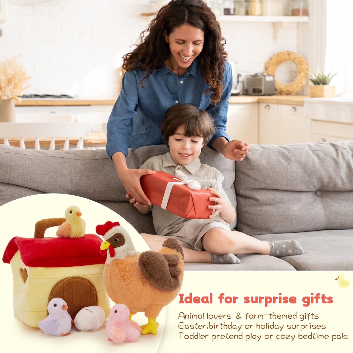Tezituor soft stuffed chicken with durable stitching for lasting fun.