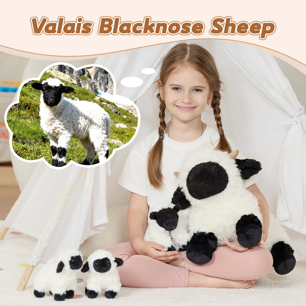 Tezituor Valais Blacknose lamb plush 1 for imaginative play