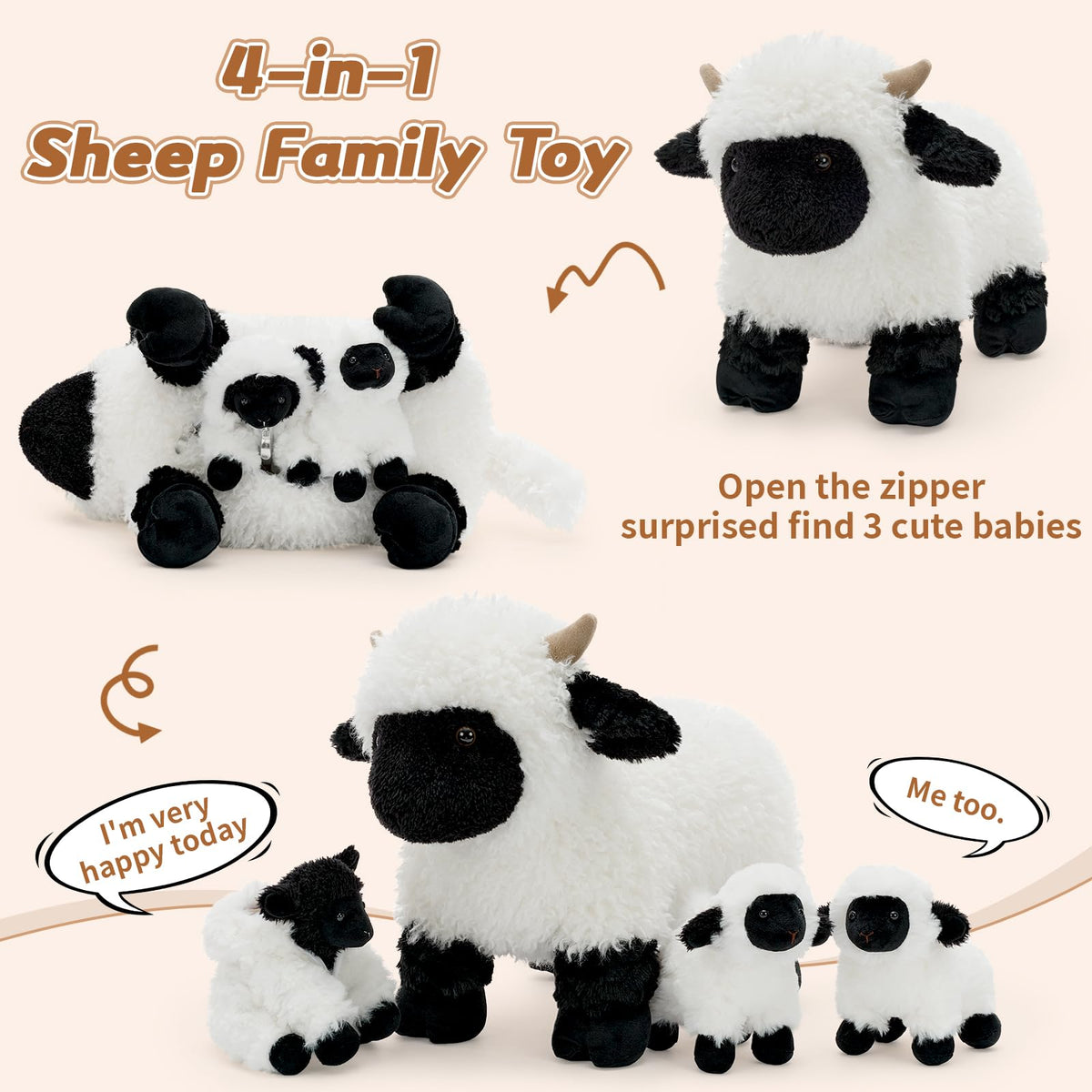 Tezituor Valais Blacknose lamb plush 3 with removable coat for dress up