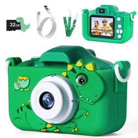 Tezousi kids camera with dinosaur design front view for playful photo adventures