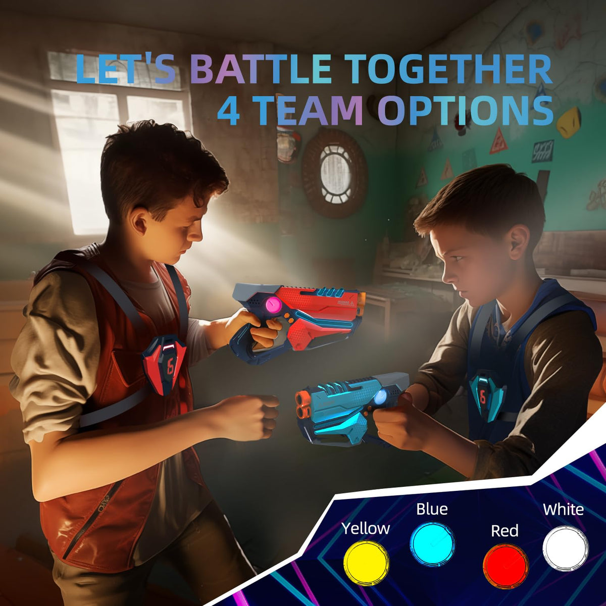 TG BLOCKS laser tag set offering Gun vs Gun and Gun vs Vest modes