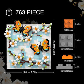 TG BLOCKS Micro Brick 3D wall art showcasing vibrant butterfly details for striking home decor.
