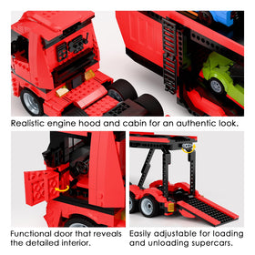 TG BLOCKS Micro Brick Car Transporter loading ramp in action for realistic loading