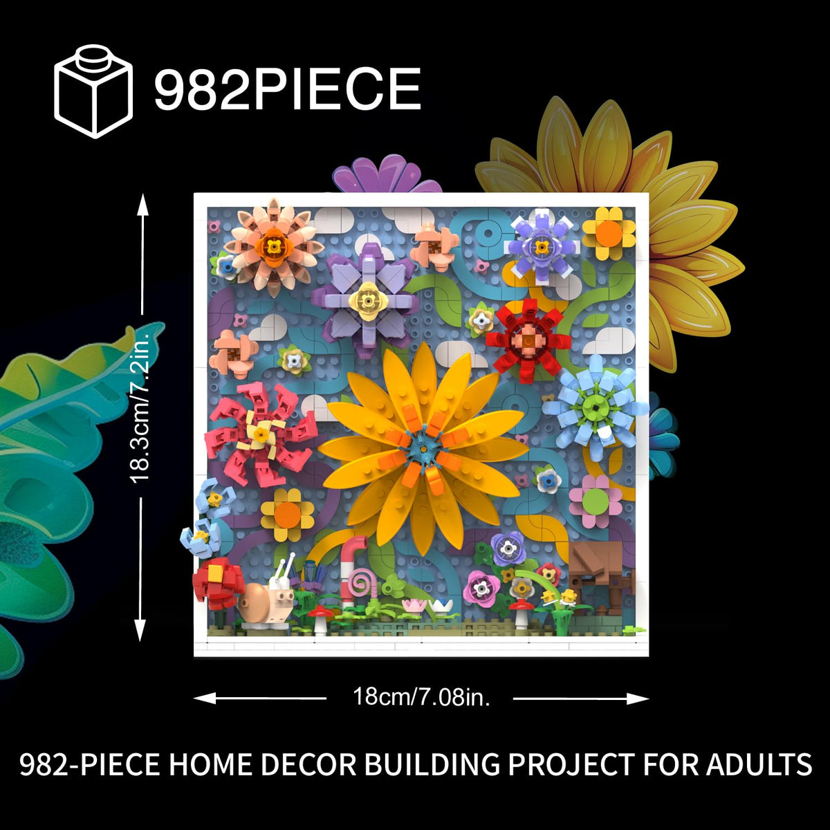 TG BLOCKS Micro Brick Flower World blooming flowers table display enhances shelves