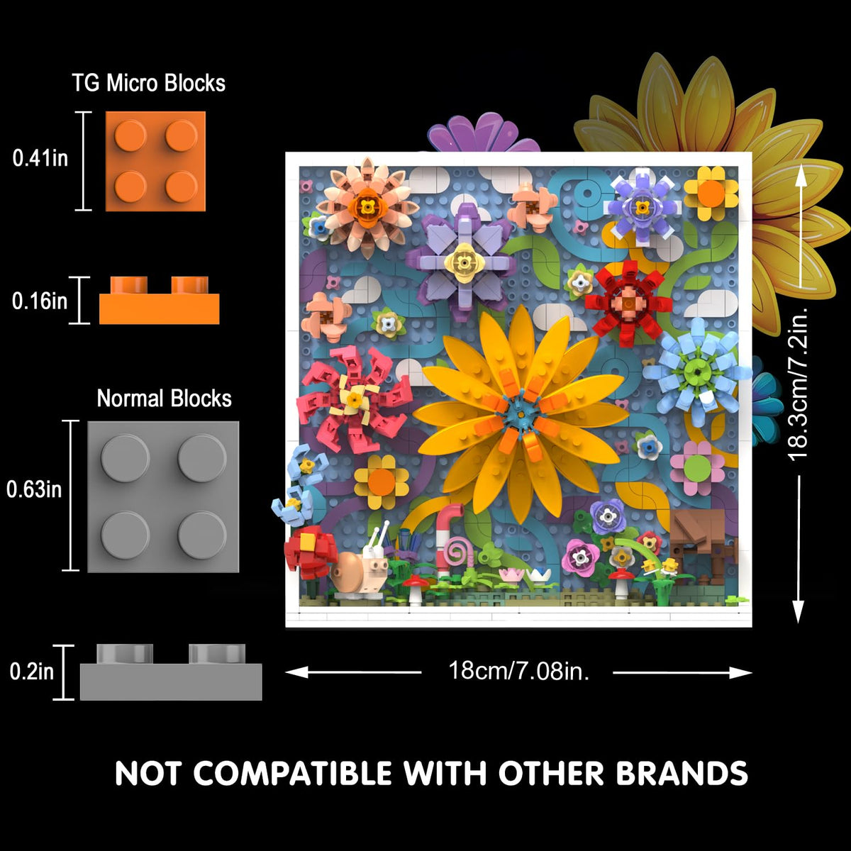 TG BLOCKS Micro Brick Flower World snail scene adds playful charm to desk displays