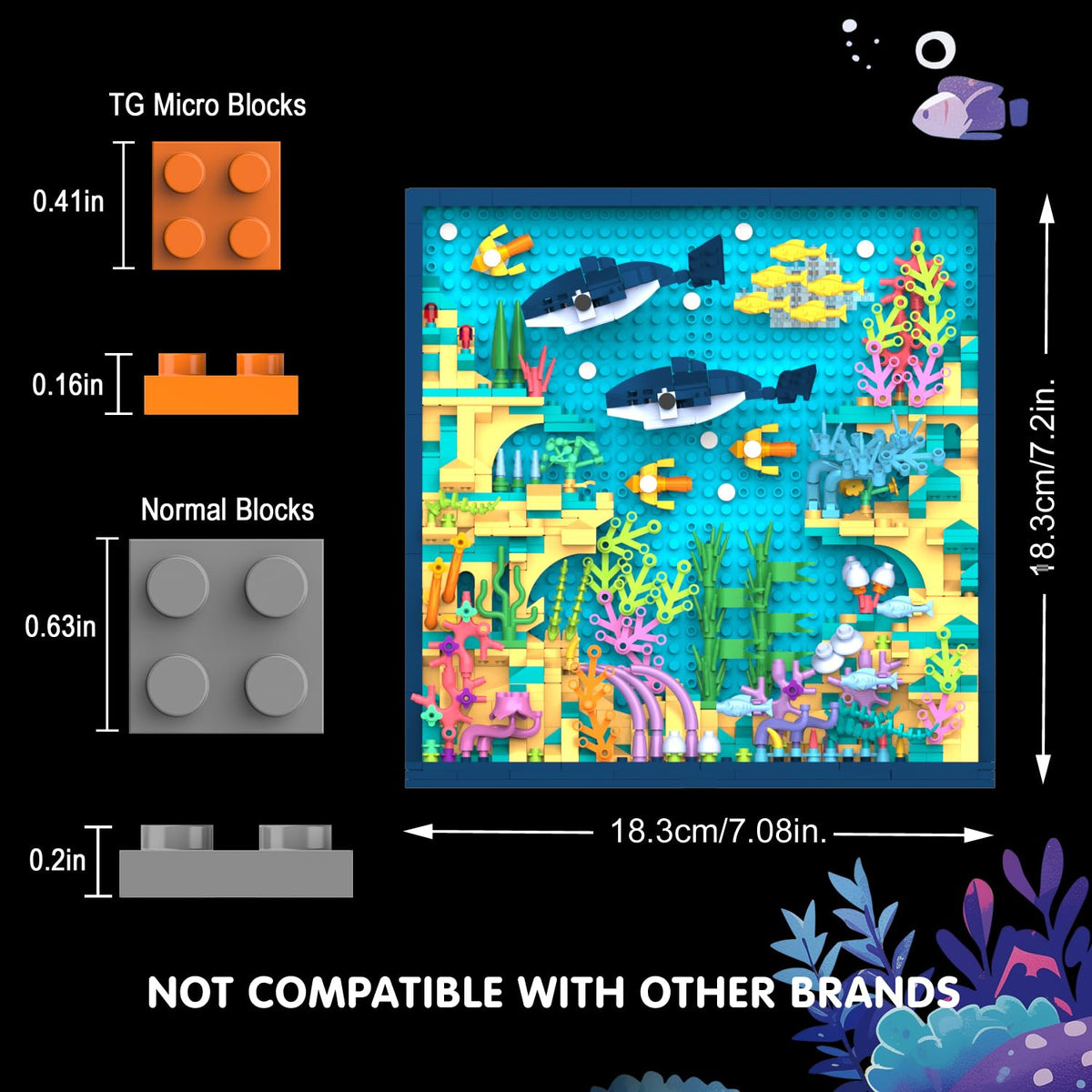 TG BLOCKS Ocean World table centerpiece adds a bright focal point.
