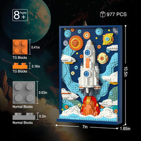 TG BLOCKS micro brick planetary scene design ideal for desk or shelf display.