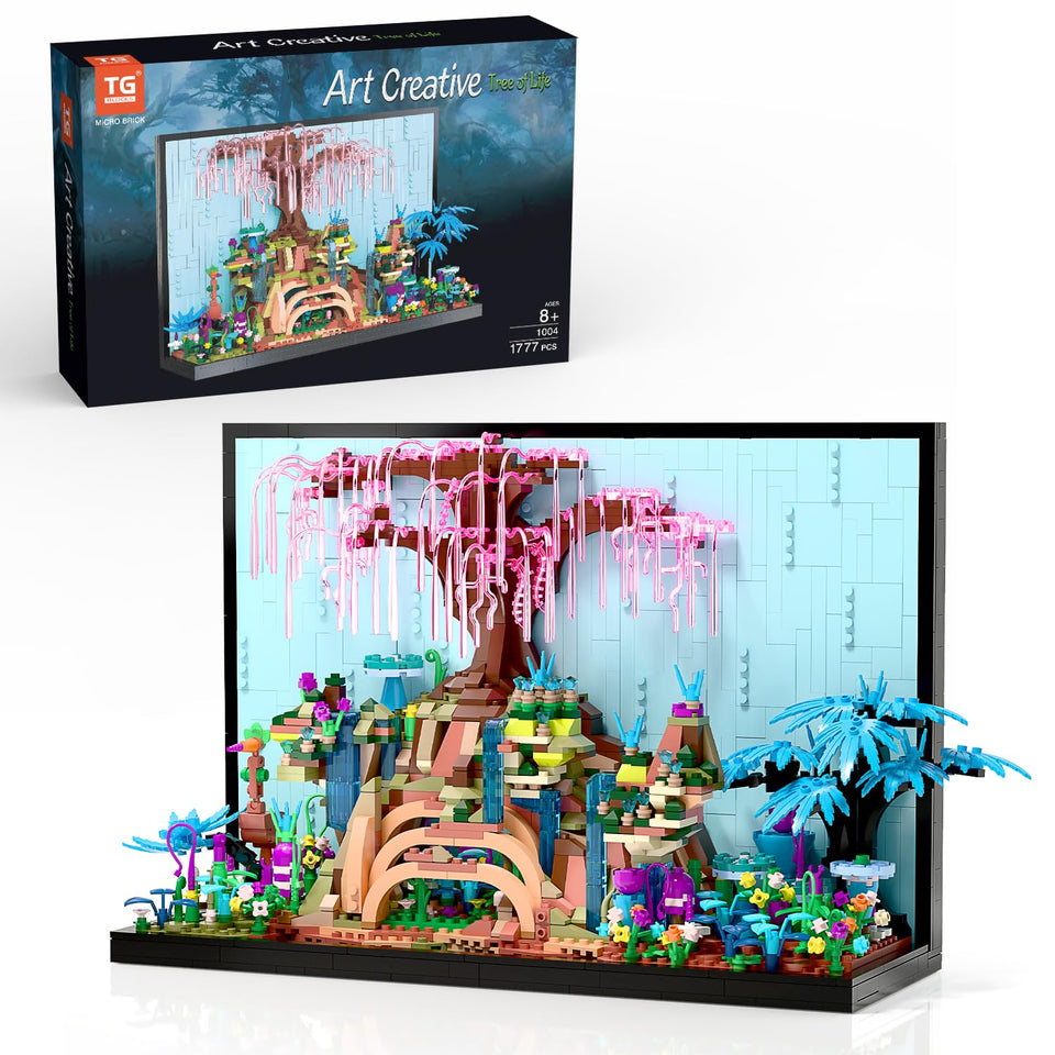 TG BLOCKS Micro Brick Tree of Life assembly showcases vibrant detail for a striking desk display