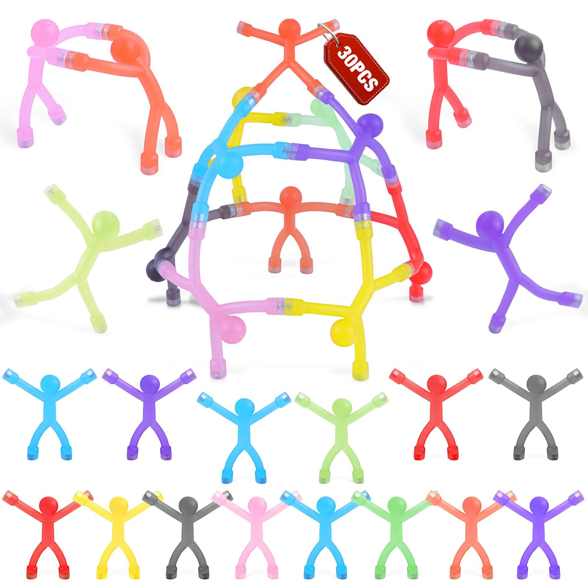 TGIQROVE 30Pcs rainbow humanoid magnets pack for decorative fridge display