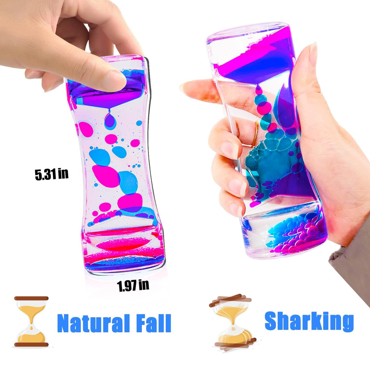 TGIQROVE liquid motion bubbler demonstrates relaxing dual-color droplets for focus and classroom fun.