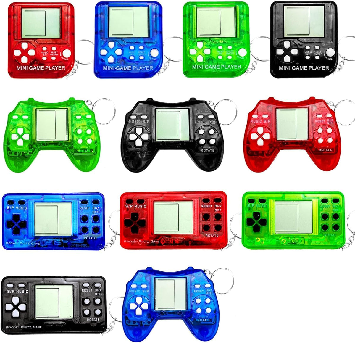TGIQROVE mini game console keychain with 26 classic games for portable fun