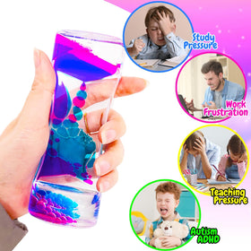 TGIQROVE sensory bubbler promotes stress relief through slow motion color drops.