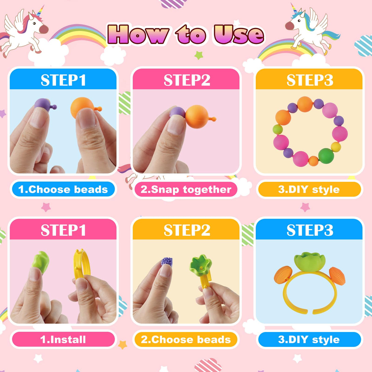 TGJH Pop Beads child creating jewelry – hands-on activity boosts fine motor skills.