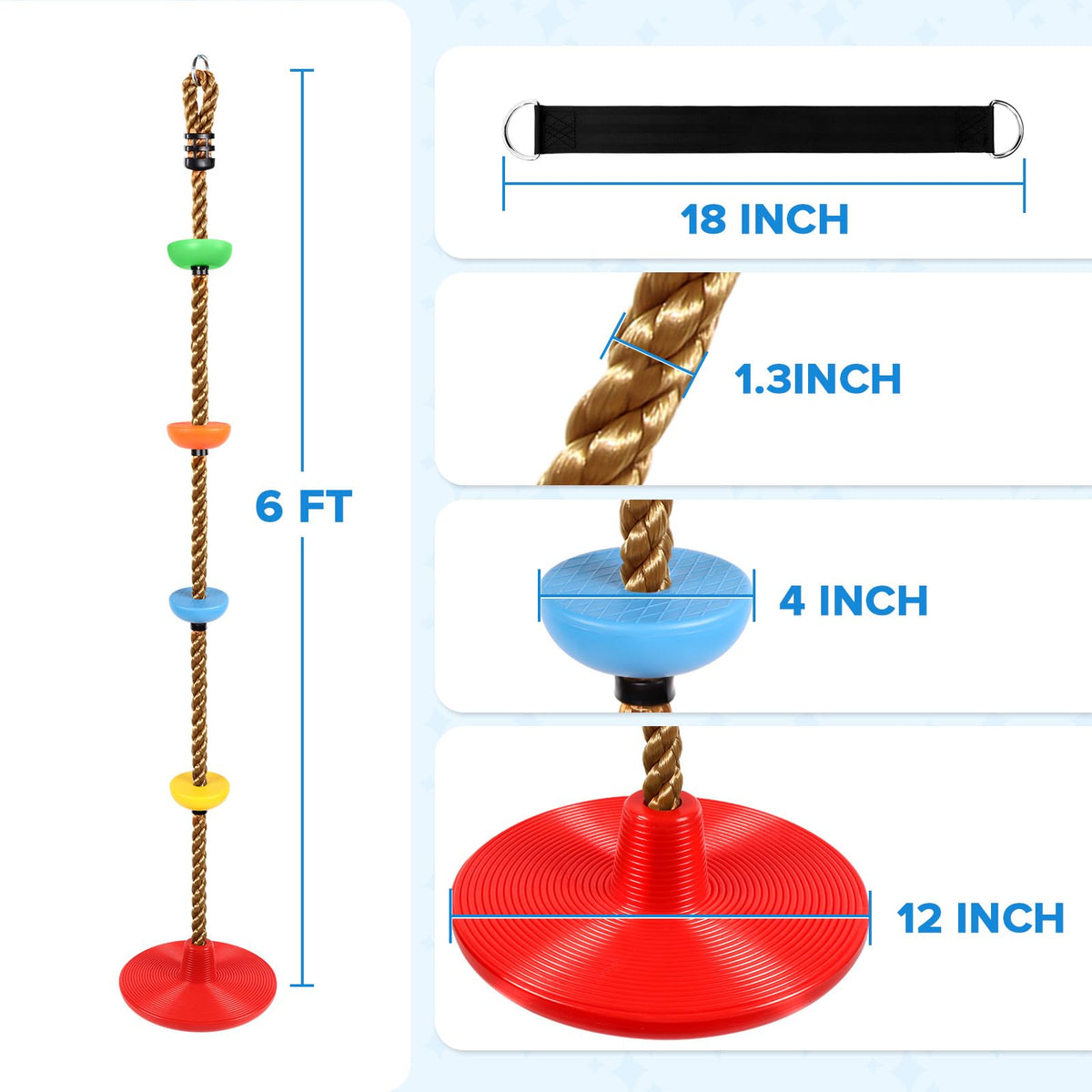 Tgzwme swing assembly image showing easy setup with hanging strap and carabiner.
