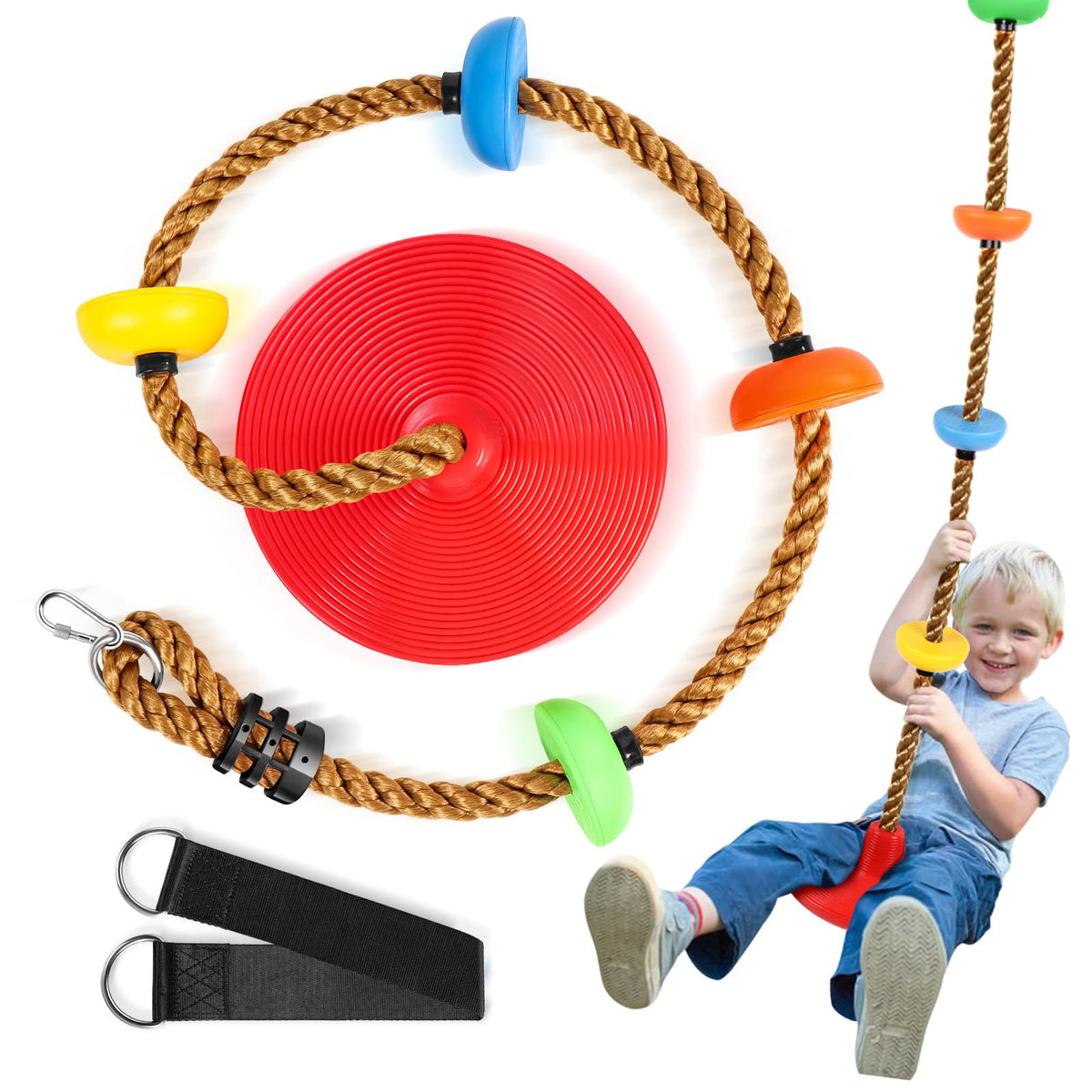 Tgzwme climbing rope tree swing with platforms offers durable backyard fun for kids.