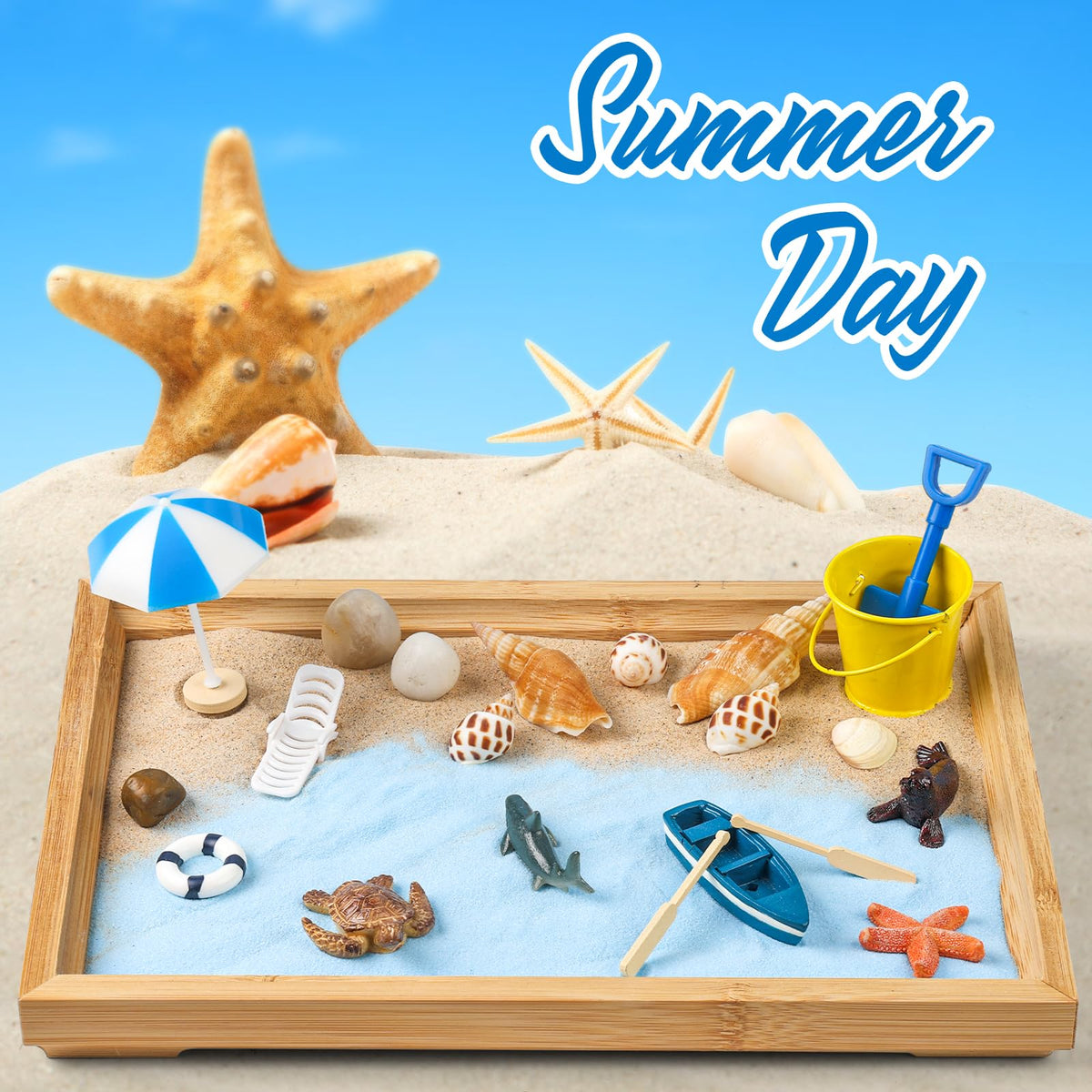 Thaibear Zen Garden Kit shell and starfish accents for mindful arranging.