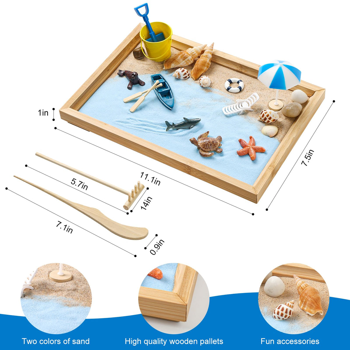 Thaibear Zen Garden Kit ship and paddle details invite imaginative play.