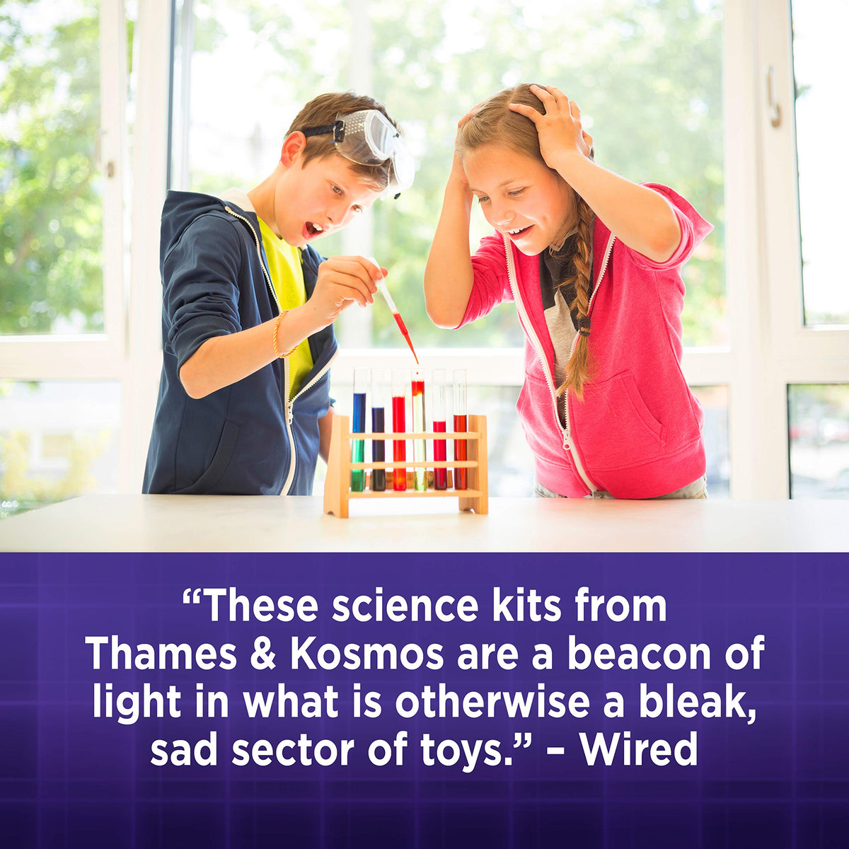 Thames & Kosmos Chem C3000 lab workspace keeps projects organized.
